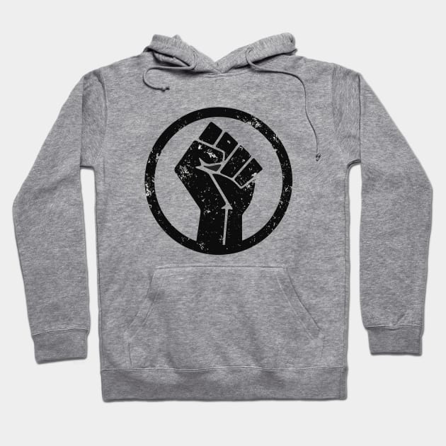 Black power fist hoodie hotsell